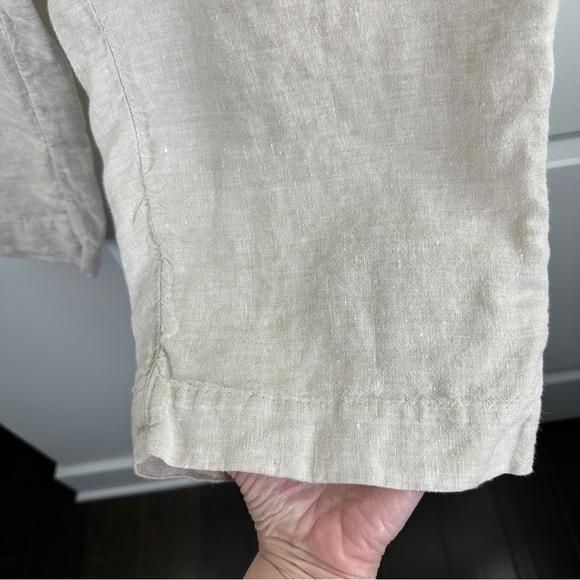 Chicos Size 3 16R Belted Linen Crop Pants Beige Tan Lightweight Breathable Beach - Picture 6 of 12
